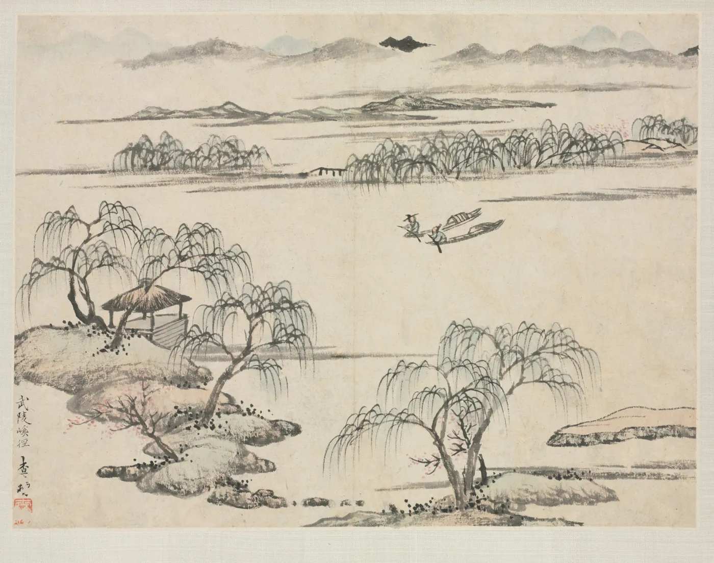 Чжа Шибяо, «Ручей Улин», лист из альбома пейзажей, 1684. Кливлендский музей искусств